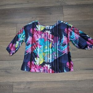 Soft Surroundings Colorful Floral Blouse Sz PS